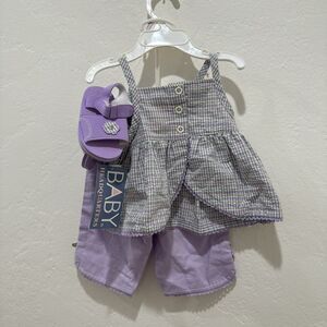 Baby Headquarters Outfit Set 6/9 Months Purple Spring Summer New